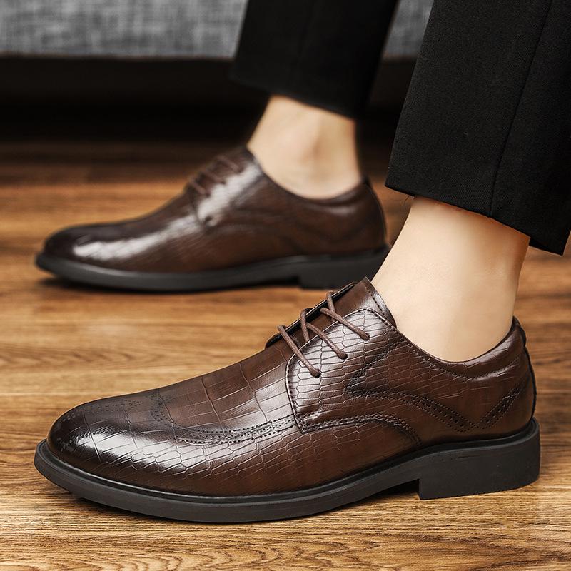 

Мужские кожаные туфли дерби - Деловые формальные, Осенняя свадьба, Повседневная мода, Мягкая подошва 39 коричневый