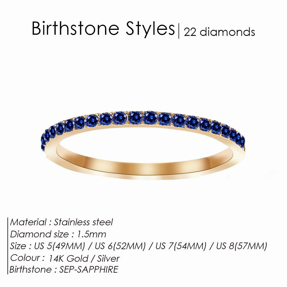 Rhinestone Birthstone Stainless Steel Ring Luxury Jewelry Gift 12 Zodiac Sparkling Rings For Women Wholesale US5/6/7/8