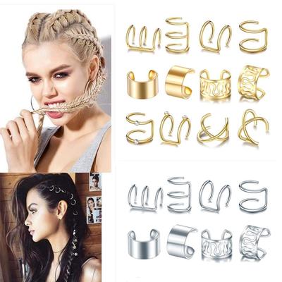 2 Stück Gold Silber Wikinger Haarzöpfe Dreadlock Nicht Piercing Ohrclip Bart Perlen Manschetten Clip Haarschmuck Styling Schmuck