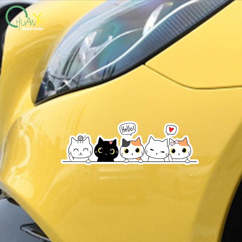 Autoaufkleber Süße Cartoon-Katze Vinylaufkleber Wasserdichte Abziehbilder Auto Zubehör Deko Pegatinas Para Coche