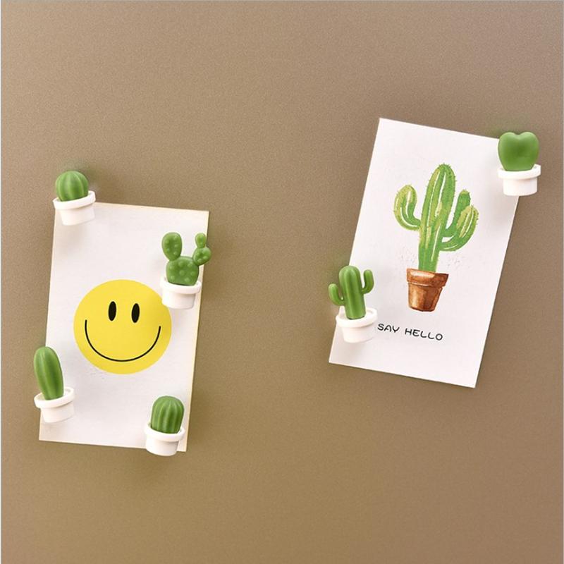 6PC/set of cute succulent plant refrigerator magnet button cactus refrigerator message sticker magnet sticker