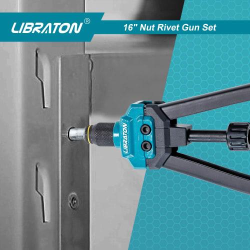 LIBRATON Hand Rivet Nut Tool, Two-Handed, Includes 70 M3/M4/M5/M6/M8/M10/M12 Blind Nuts