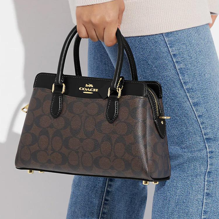 New COACH Darcie Coated Canvas And Smooth Leather Shoulder Bag Crossbody Bag Handbag Mini Women's Black CH174-IMAA8