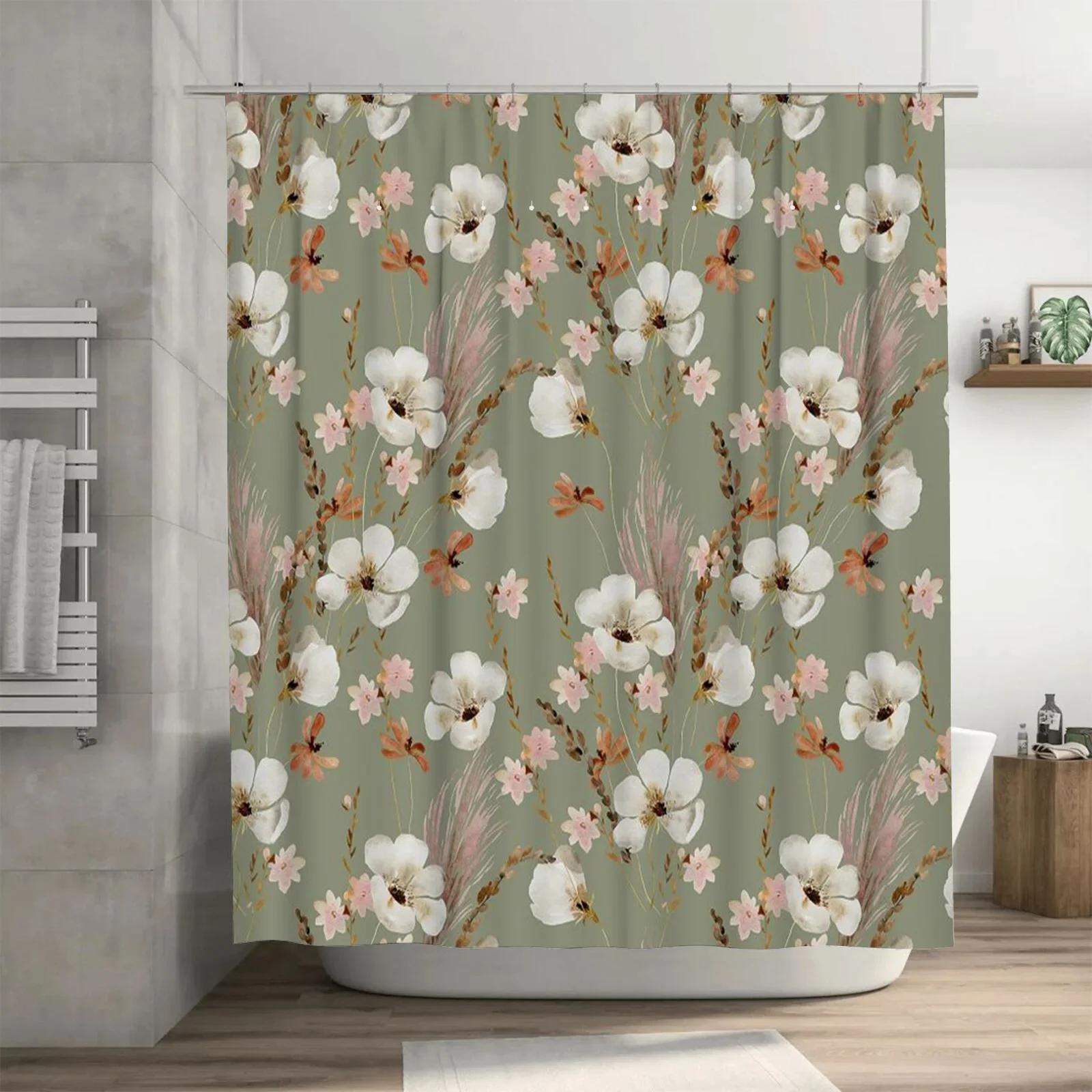 

Vintage Floral Pattern Waterproof Shower Curtain Heat Resistant Machine Washable Non-Transparent 180X180Cm W60H190(CM)-1 Pcs