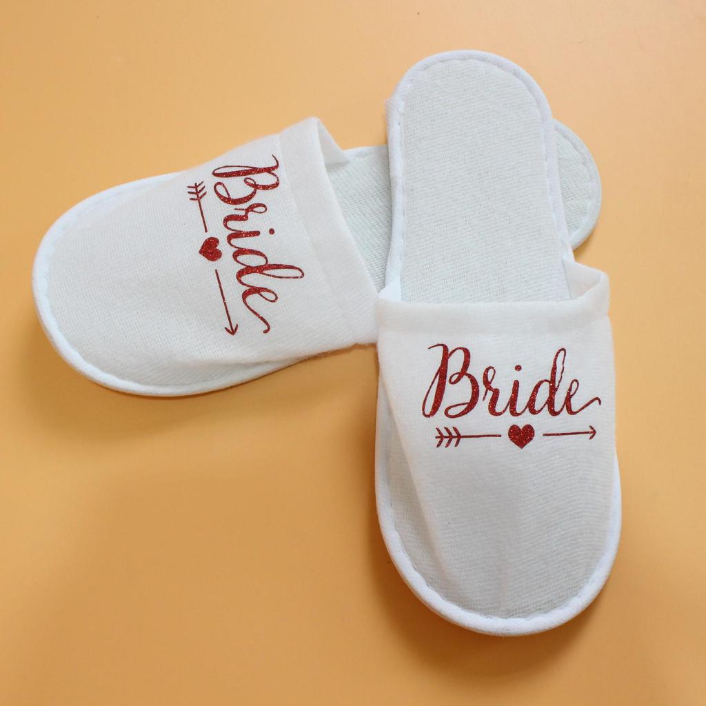 Bridesmaid Wedding Pajama Party Slippers - Colorful Letter Design