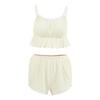 Hollow-out Two-piece Nightgown Set With Lace Trim, Camisole, And Shorts, Women's Loungewear