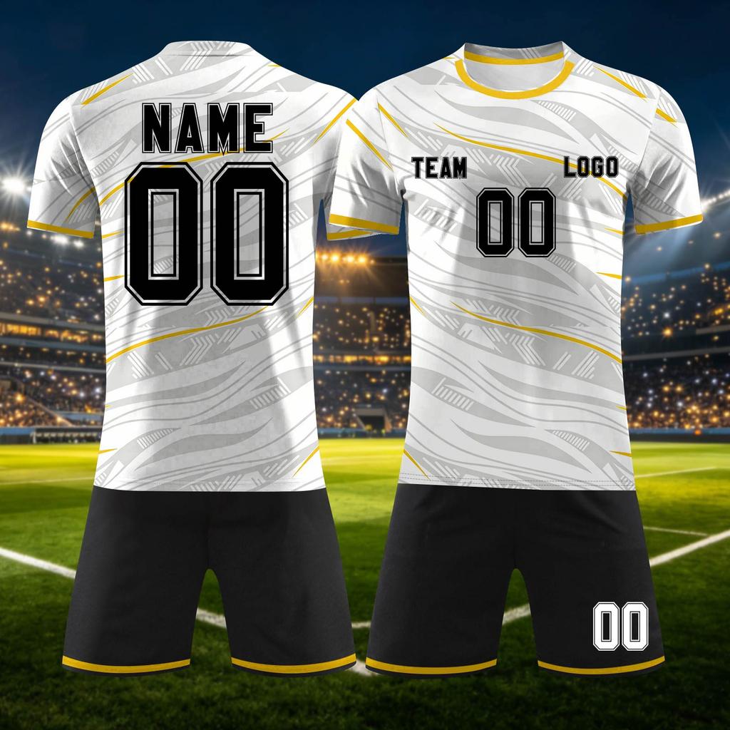 Customizable DIY Sports Jersey Set with Personalized and Number for Team Training or Short Sleeve Top and Shorts Suitable for Adults and Youth