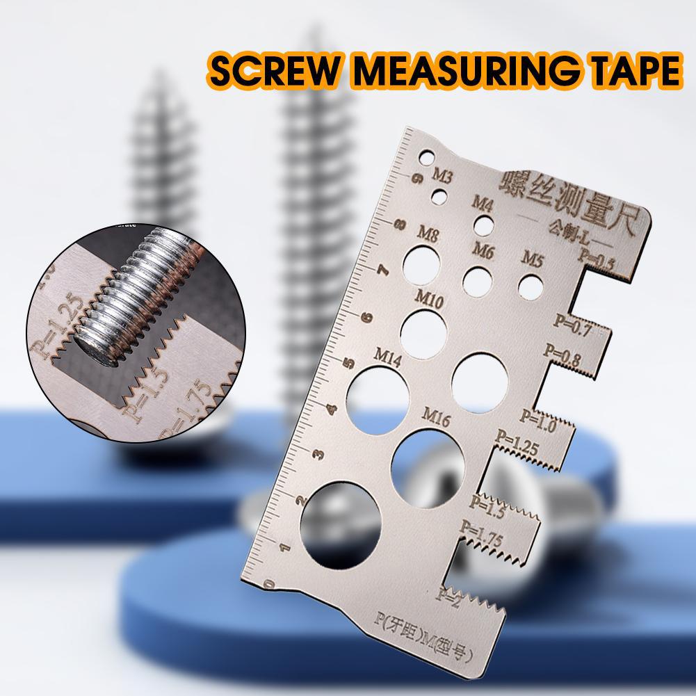 Thread Checker Screw Measurement Ruler Space Saving Nut Gauge Screw Measuring Tool Industry Cra R5B7