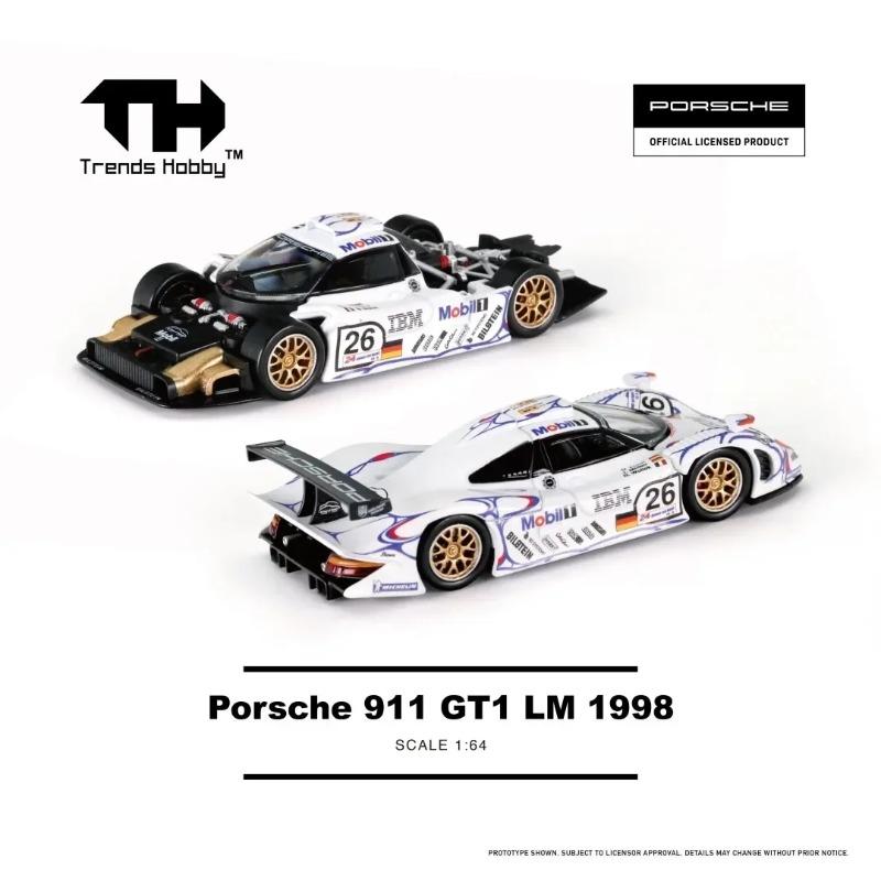 XZZE5 Trends Hobby 1:64 Porsche 911 GT1 LM 1998 Alloy Diecast Car Model Toy Collectible