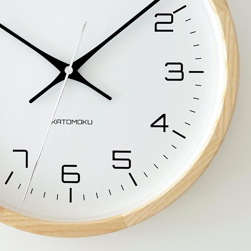 KATOMOKU muku clock 11 Natural km-94NA Wall Clock, Continuous Second Hand, Diameter 30.0cm (Quartz Clock)