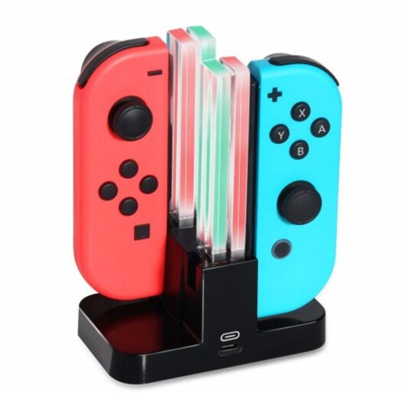 Chargers & Charging Docks 4 In 1 Led Charging Dock Station For Nintendo Switch Joy Con Controllers Black