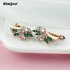 SIMJOO Rose Gold Fashion Sweet Fresh Floral Green Zircon Earrings for Ladies