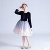 Weileenice Navy Recital Size Long Winter Formal Party Gradient Sequins Girls' Dress, 130, Sleeves, Clothes, Children's Dress, Velour, Pink, Kids,