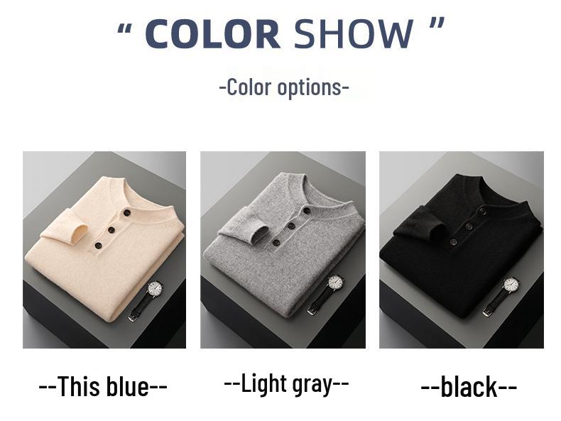 Herren Winterwolle Henley Pullover - Dick gestrickter Pullover für Herbst & Winter