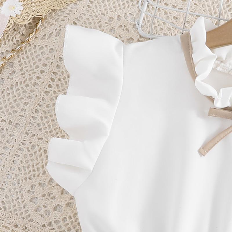 Girl's Skirt Spring  Summer Children's Dress  Fly Sleeve Colour Blocking Children's Princess Dress Girl's Dresses