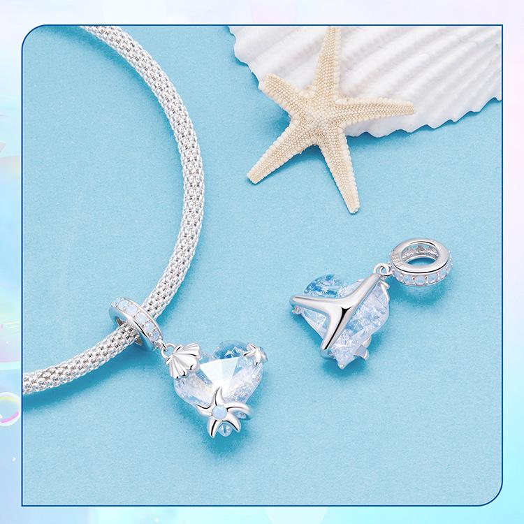 Exquisite Starfish Pendant: S925 Sterling Silver Blue DIY Jewelry Loose Beads