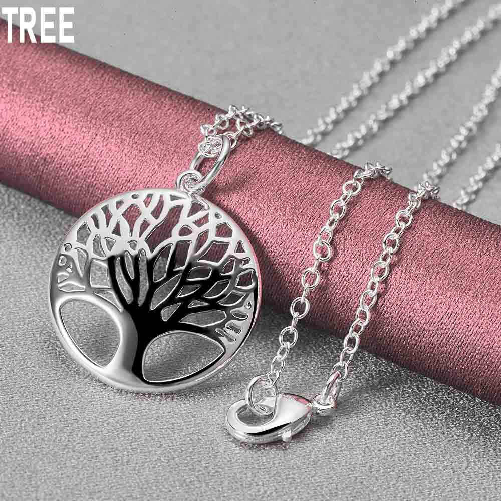 925 Sterling Silver Tree of Life Pendant Necklace Fashion Wedding Jewelry
