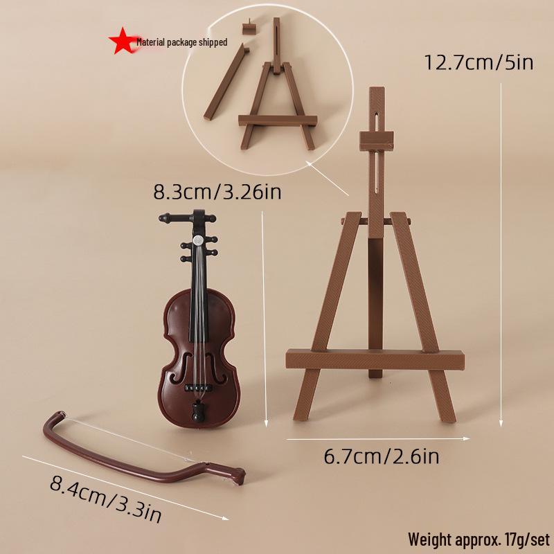 Miniature Dollhouse Christmas Violin Stand Model Prop