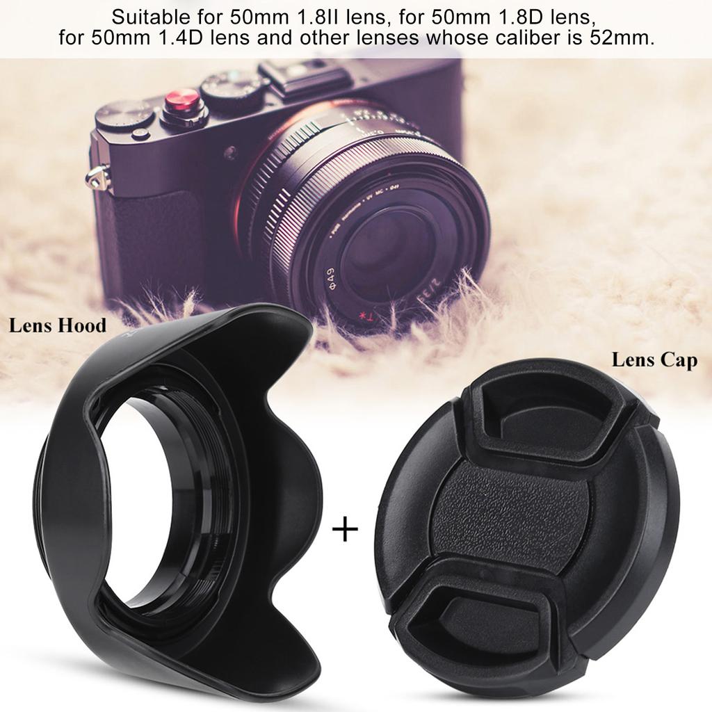 ES 62II Camera DSLR Lens Hood for Canon 50mm f 1.8 II with Lenses Cap