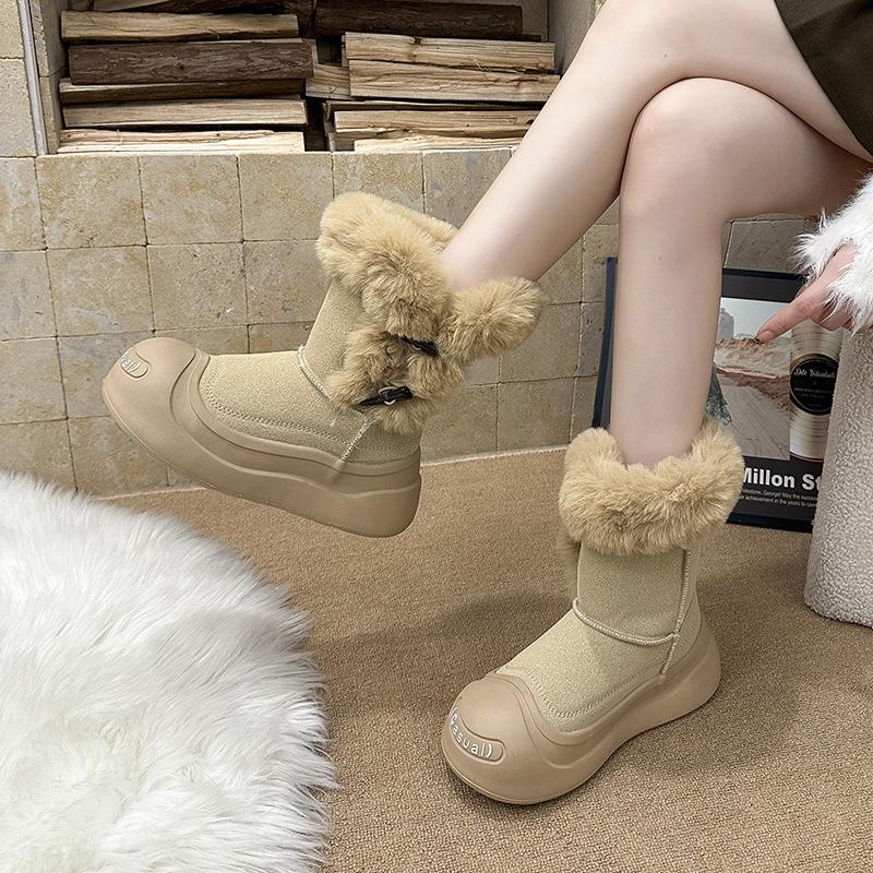 Women's Thick-soled Winter Lightweight Warm Anti Cold Padded Snow Boots Non-slip Wear-resistant Casual Sneakers Cotton Boots