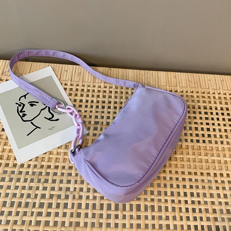Moda Feminina Lona Bolsas de Mão Pequenas Simples Diário Cor Sólida Corrente Bolsas de Ombro Axilar Feminina