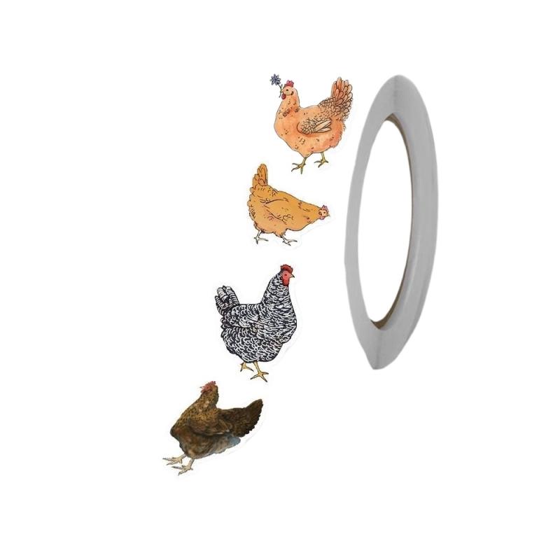 500PCS Creative Hen Roll Adhesive Tape Animal Graffiti Laptop Case Desktop Water Cup Stickers