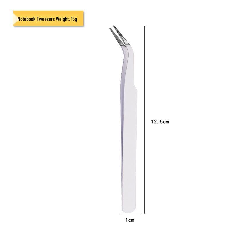Stainless Steel Eyelash Tweezers: Thickened Journal Clips, Pointed Curved Tip for Nail Art, In Stock