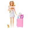 Barbie Doll & Fashion Pink Travel Set, Dress-Up Doll & House, Pretend Play, Barbie Doll, Ages 3 and Up, Pink, HJY18