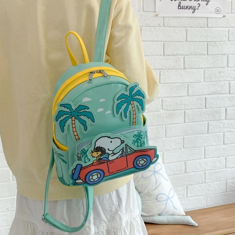 With Backpack Green Spliced Pu Material And Zipper Closure Travel For