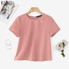 ZANZEA Women Casual Round Neck Summer Short Sleeve Print Blouse