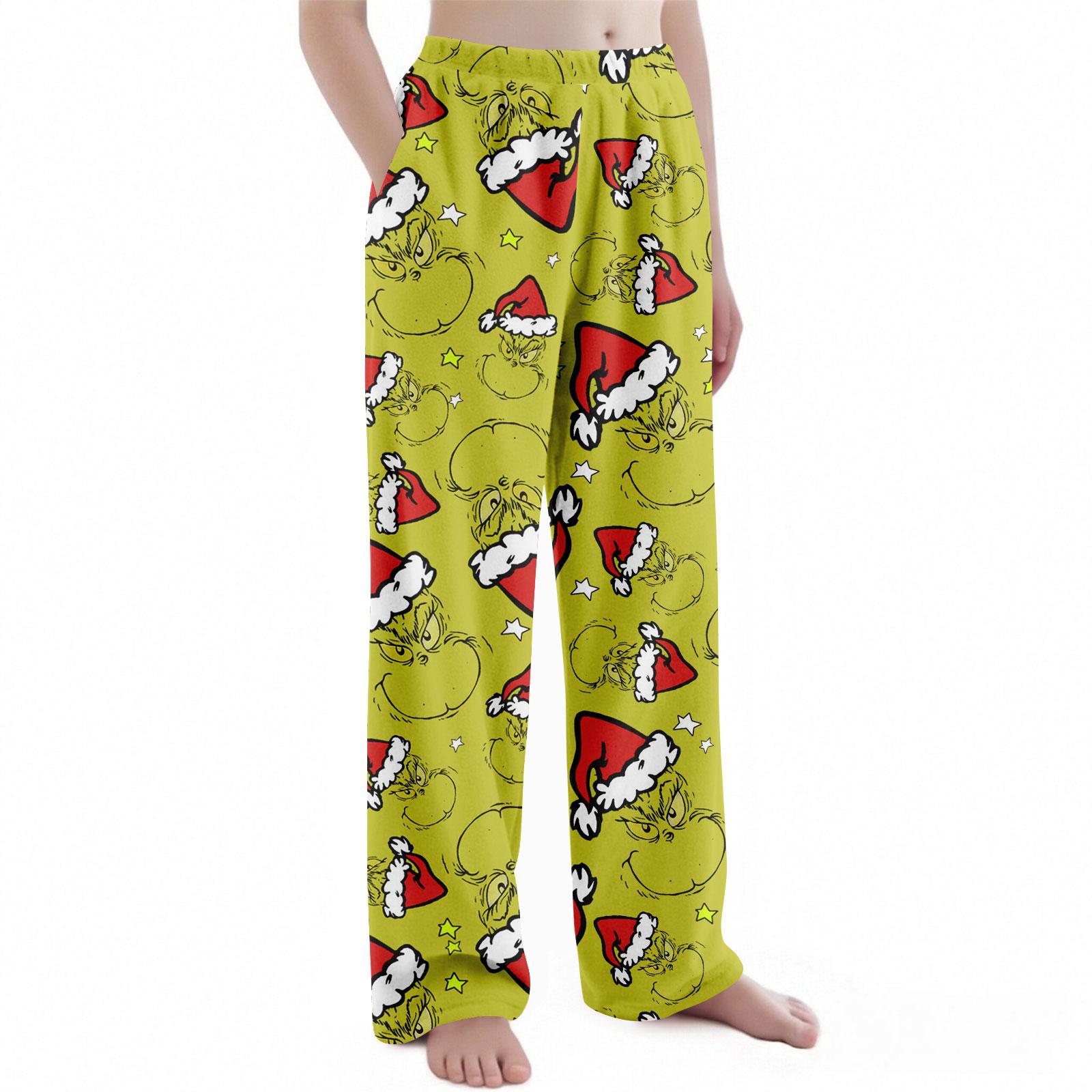 

Дитячі штани з різдвяним принтом, плюшеві повсякденні штани 160