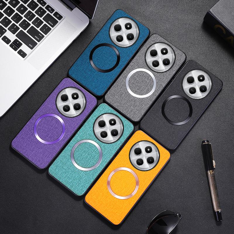 Magnetic Phone Case For Xiaomi Redmi 14C 4G/14R 5G/Poco C75 4G Drop-Proof TPU+Cloth Back Cover