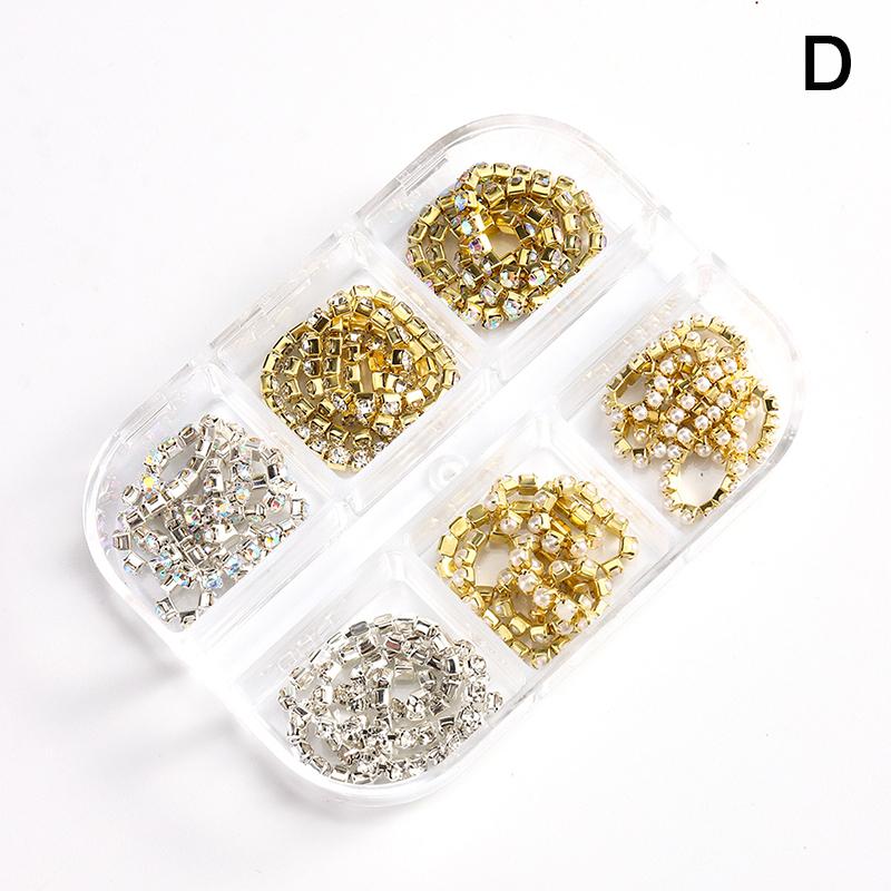 1 Box Metal Chain Nail Art Charms Multi-Shape Golden Silvery Rose Gold Black Nails Chain Diy Nail Supplies Manicure Accessories