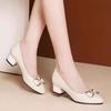 Woodpecker Women's Genuine Leather Mid-Heel Slip-On Shoes 2025 - Chunky Heel for Spring and Autumn