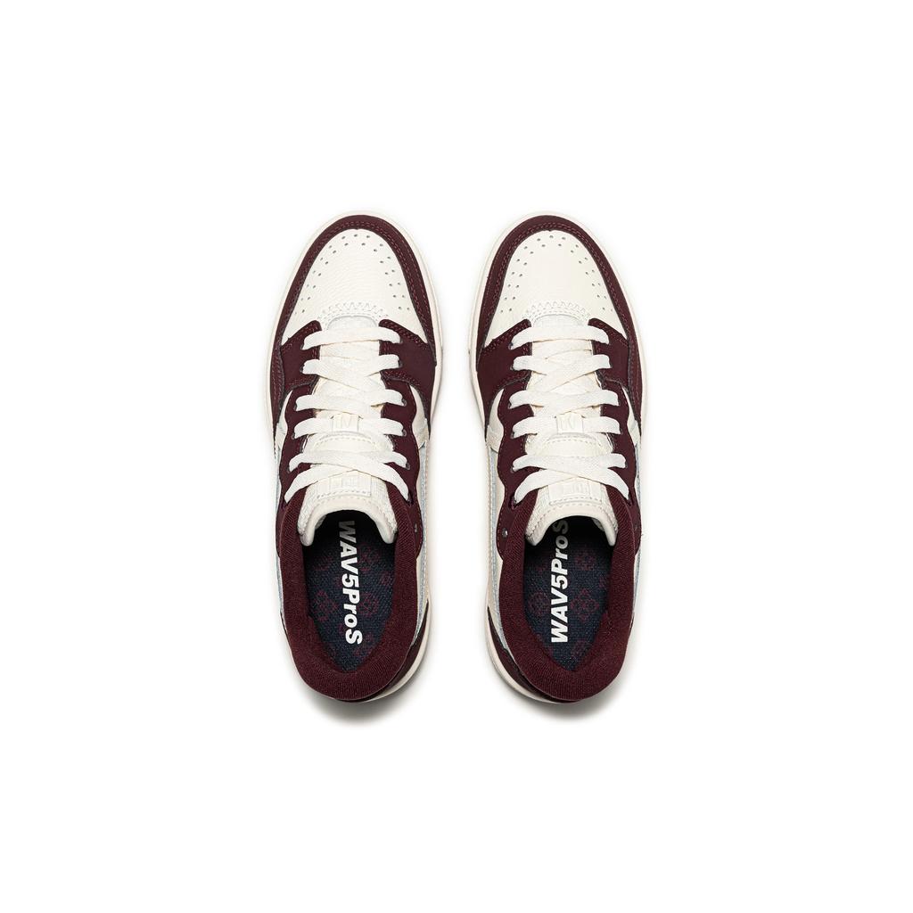 Women's Sneakers Li-Ning Wave PROS Skate Shoes Women's Low-top Ecru/Burgundy Red