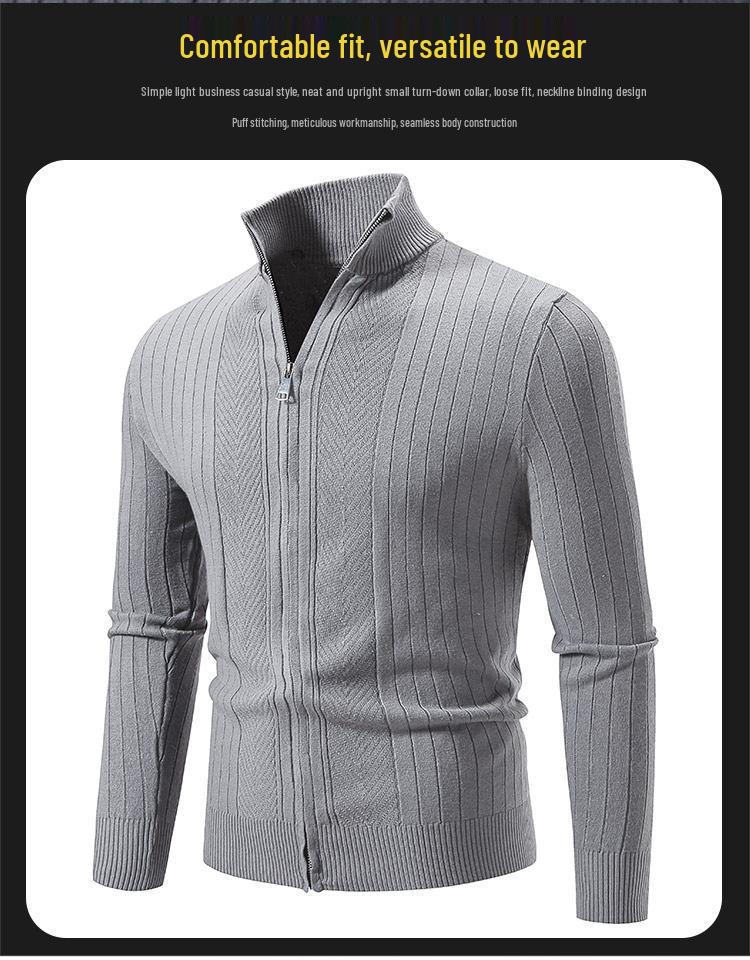 2024 Men's Trendy Fashion Zipper Cardigan Knit Sweater Jacket