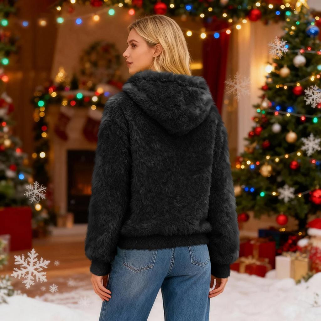 Women's Hooded Long Sleeve Printed Flannel Top Hooded Sweatshirt