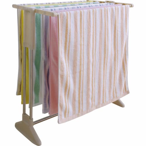 Iris Ohyama Stainless Steel Clothes Drying Rack/Towel Hanger, Pearl Beige, Holds 7 Bath Towels, STH78KR