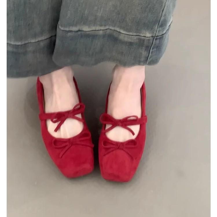 Square Head Bow Ballet Shoes Women's 2025 Summer New Gentle French Mary Jane Evening Breeze Light Mouth Single Shoes