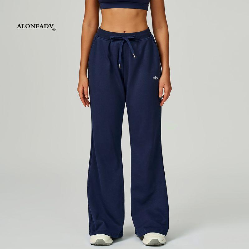 Aloneadv European and American High Waist Yoga Sweatpants Women Autumn Drawstring Straight Casual Trousers Fitness Loose Sweat pants