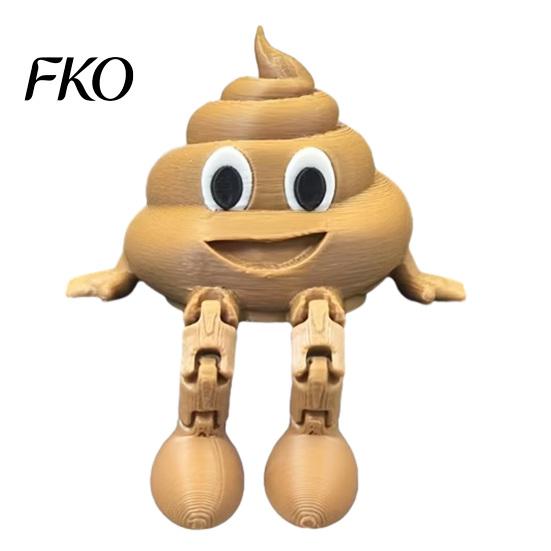 Funny Poop Desk Decor 3D Printed Figurines with Articulated Legs, Cute Shelf Sitter Weird Novelty Collectible Statues, Movable Joints Fidgety Toy for