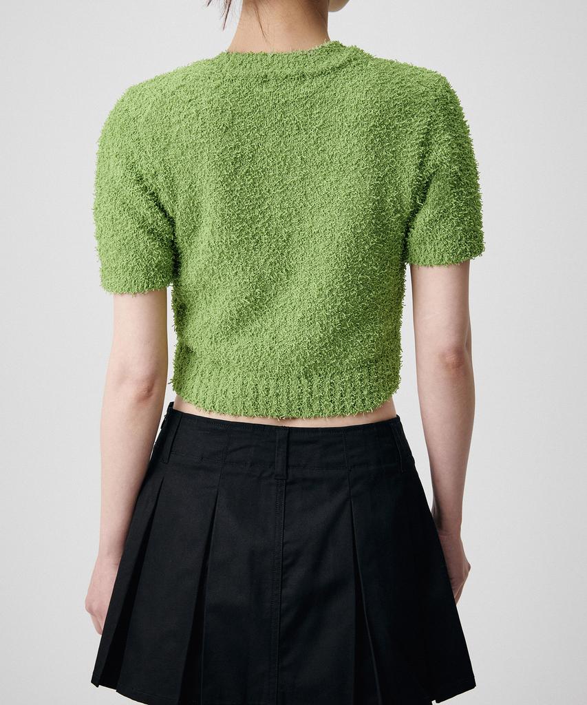 MUSINSA STANDARD WOMAN Women'S Fancy Yarn Crew Neck Short Sleeve Knit [Light Green]