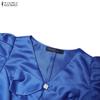 ZANZEA Women Casual V-Neck Summer Short Sleeve A-line Dress