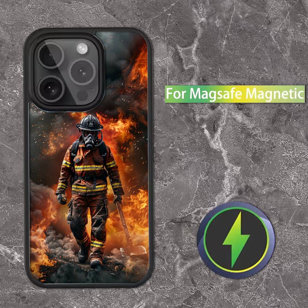 Fireman Firefighter Phone Case For iPhone 16,15,14,13,12,11,Pro,Max,Plus,Mini,SE Magsafe Magnetic Wireless Charging