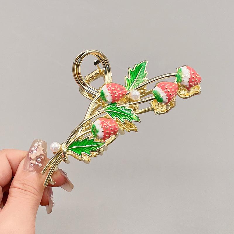 Stilig Fresh Temperament Oil Drop Floral Metal Shark Hair Clip