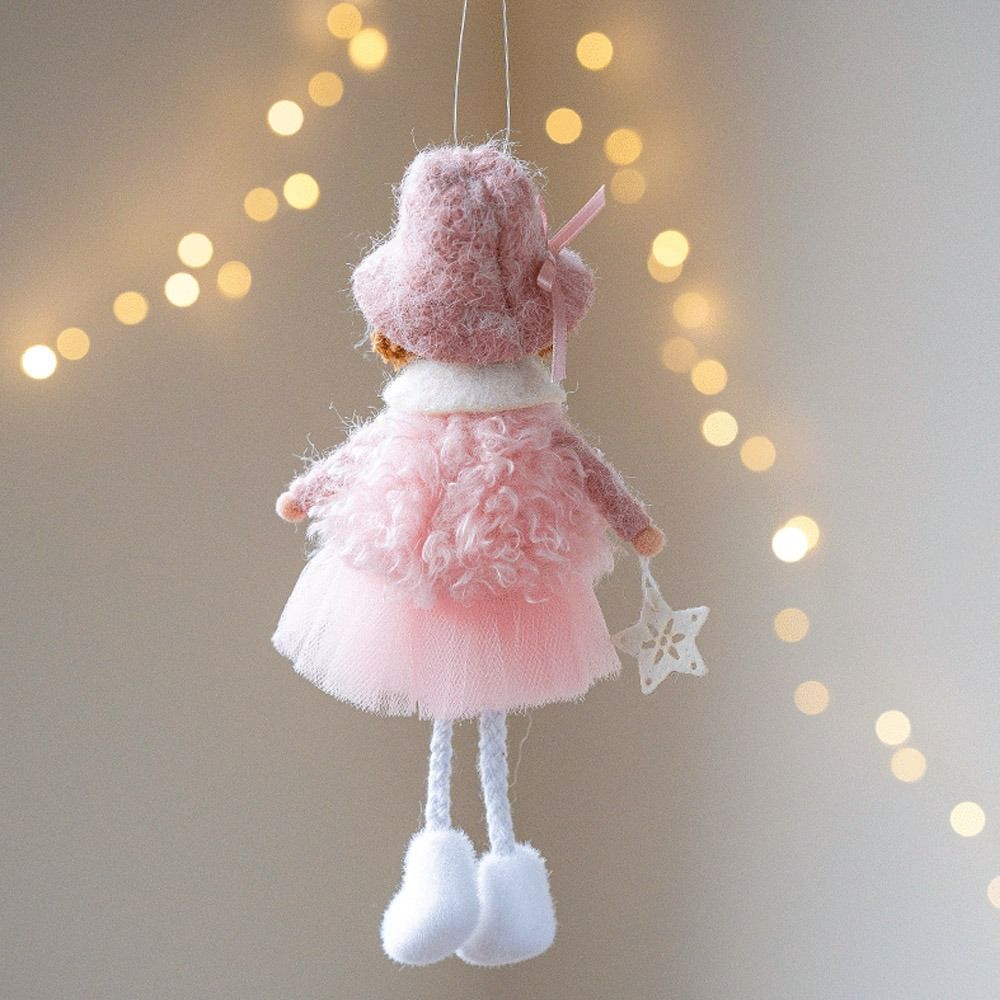 Cute Fiber Plush Cartoon Angel Xmas Tree Pendant Handmade Soft Santa Girl Pendant Home Decor