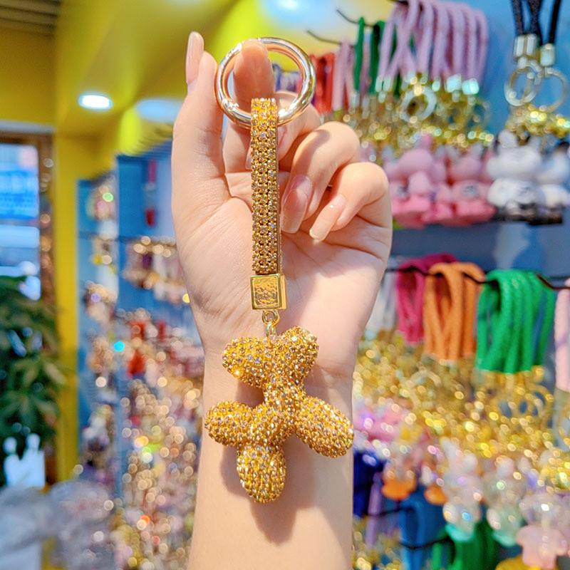 Balloons Dog Keychain With Czech Rhinestones For Gift And Party Decor