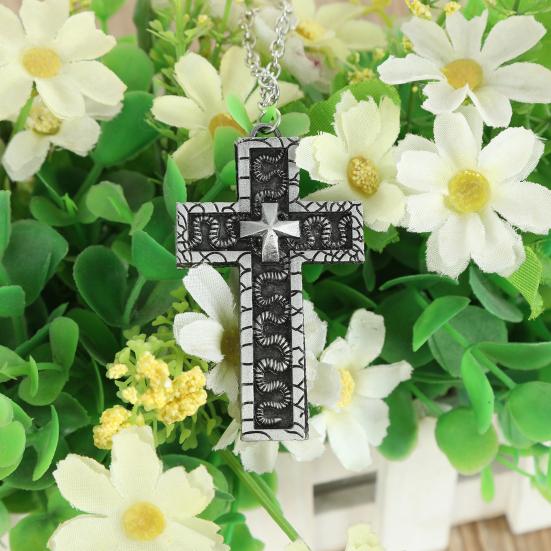 2/4Pcs Silver Color Necklace Handcrafted Symbolic Design Cross Pendant Necklace Multi-Purpose Fashion Jewelry Gift
