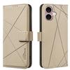 For iPhone 16 Plus Case BINFEN COLOR BF35 Geometry Imprinted Leather Phone Cover RFID Blocking Wallet Stand