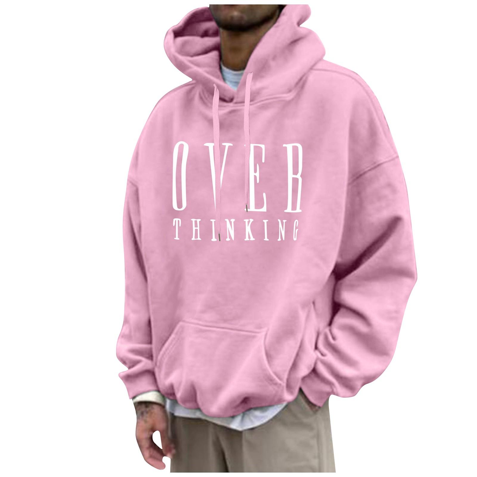 Мужские однотонные свободные толстовки с буквенным принтом и заниженными рукавами — фото 8